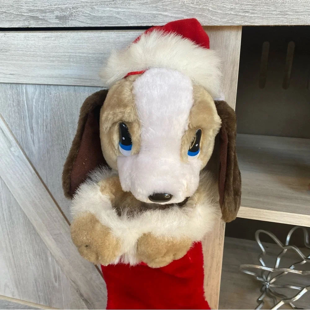 Vintage Sad Sam Dog Plush Christmas Stocking Beautiful Sweet Puppy Holiday Dog